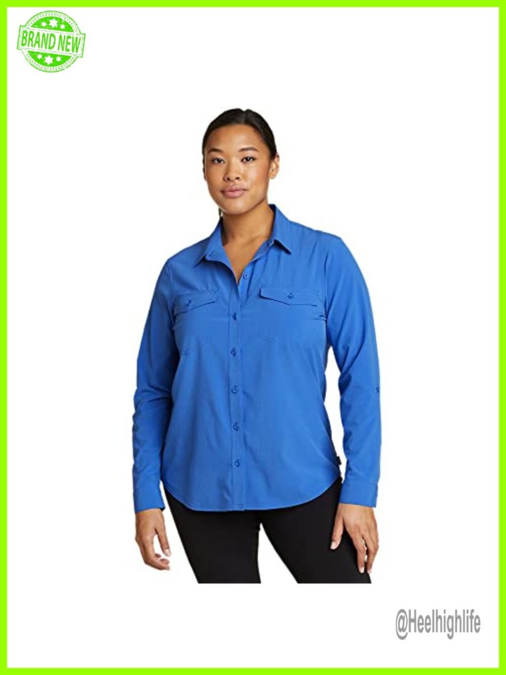 Eddie Bauer Womens Classic Button-Down Shirt Long Sleeve Stretch